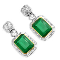 17.71 Ct.Tw. Emerald Natural Diamond Pave Earrings, Platinum & 18K Yellow Image