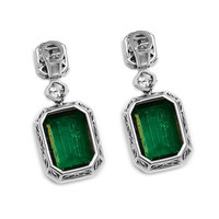 17.71 Ct.Tw. Emerald Natural Diamond Pave Earrings, Platinum & 18K Yellow Image