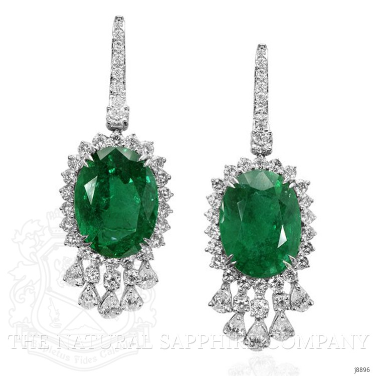 43.53 Ct.Tw. Emerald Natural Diamond Halo Earrings, Platinum 950