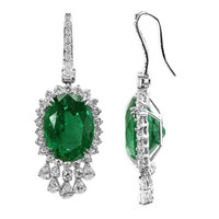 43.53 Ct.Tw. Emerald Natural Diamond Halo Earrings, Platinum 950 Image