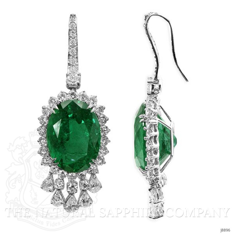 43.53 Ct.Tw. Emerald Natural Diamond Halo Earrings, Platinum 950