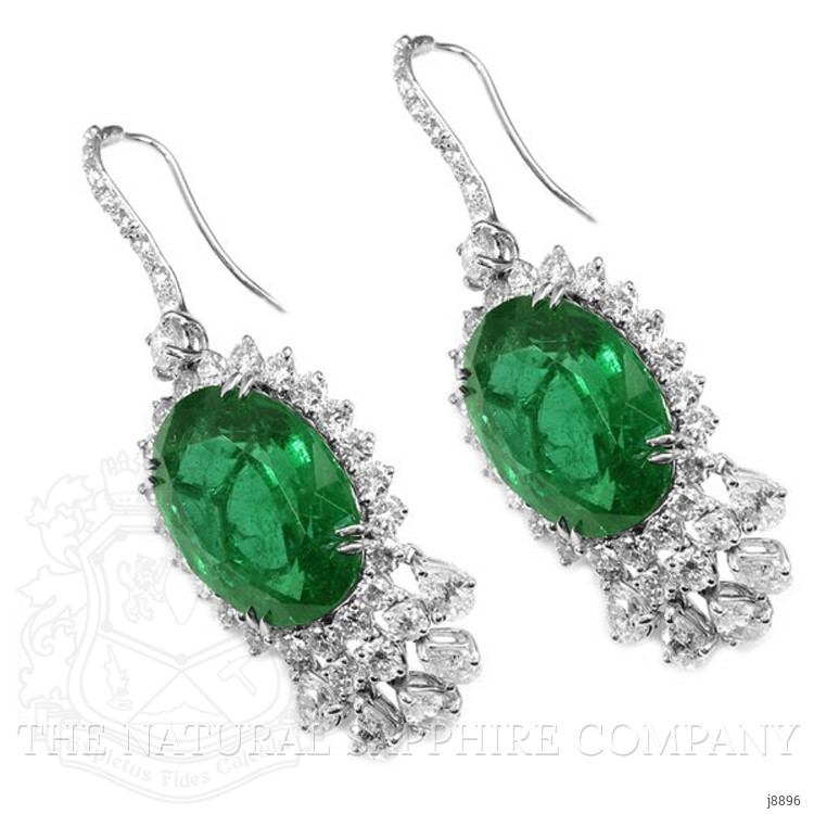 43.53 Ct.Tw. Emerald Natural Diamond Halo Earrings, Platinum 950