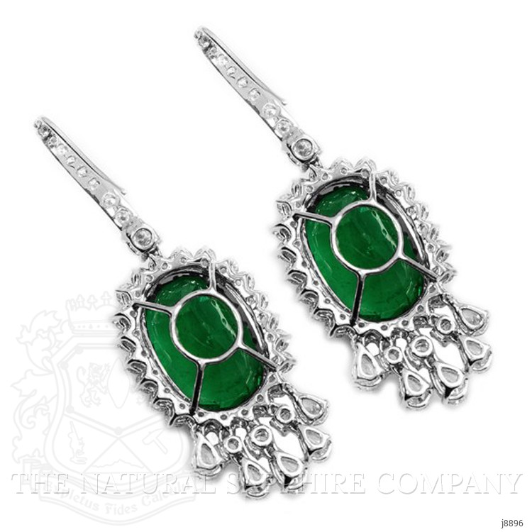 43.53 Ct.Tw. Emerald Natural Diamond Halo Earrings, Platinum 950