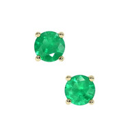 0.50 Ct.Tw. Emerald Studs Earrings, 14K Yellow Gold Video