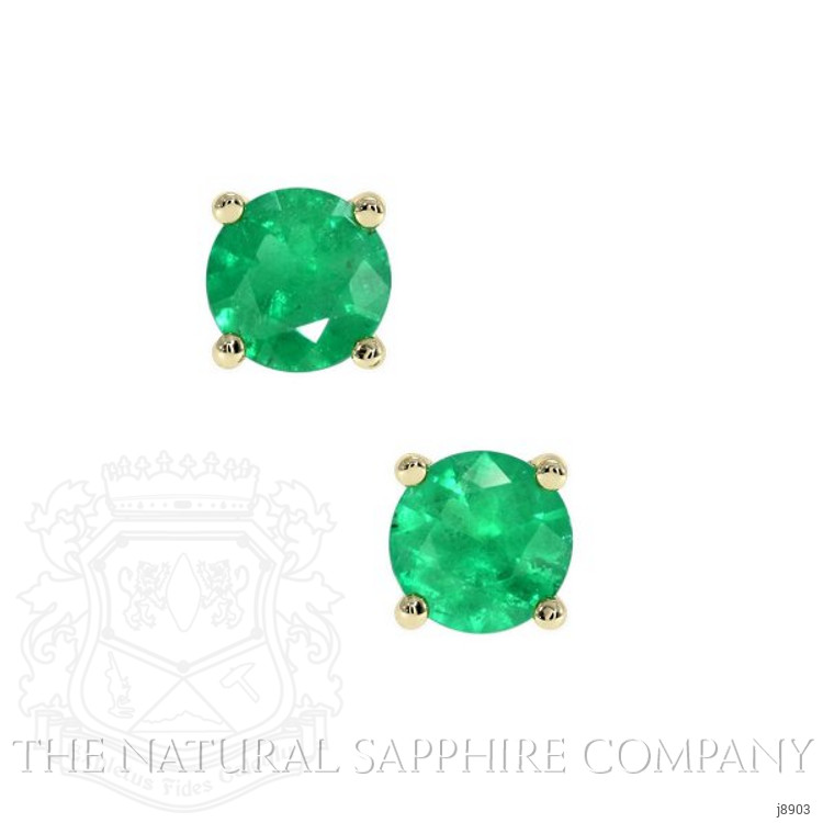 0.50 Ct.Tw. Emerald Studs Earrings, 14K Yellow Gold