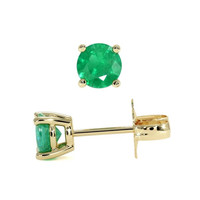 0.50 Ct.Tw. Emerald Studs Earrings, 14K Yellow Gold Image