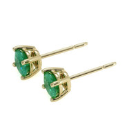 0.50 Ct.Tw. Emerald Studs Earrings, 14K Yellow Gold Image