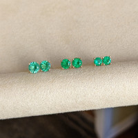 0.50 Ct.Tw. Emerald Studs Earrings, 14K Yellow Gold Life Style