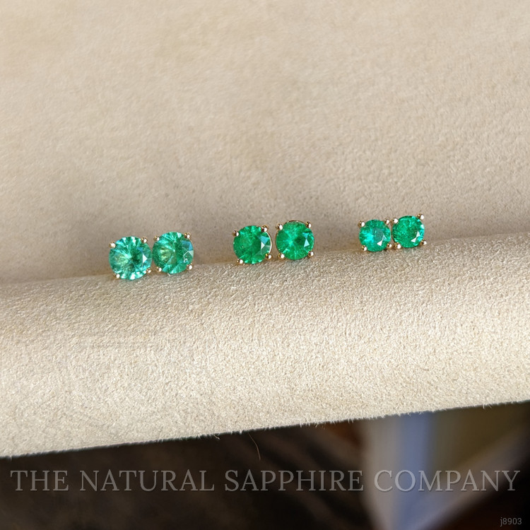 0.50 Ct.Tw. Emerald Studs Earrings, 14K Yellow Gold