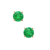 0.40 Ct.Tw. Emerald Studs Earrings, 14K Yellow Gold Video