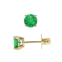 0.40 Ct.Tw. Emerald Studs Earrings, 14K Yellow Gold Image