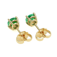 0.40 Ct.Tw. Emerald Studs Earrings, 14K Yellow Gold Image