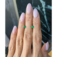 0.40&nbsp;Ct.Tw.Total Carat Weight Emerald Studs Earrings, 14K Yellow Gold Life Style