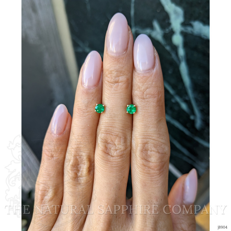 0.40 Ct.Tw. Emerald Studs Earrings, 14K Yellow Gold