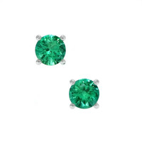 0.75 Ct.Tw. Emerald Studs Earrings, Platinum 950 Video