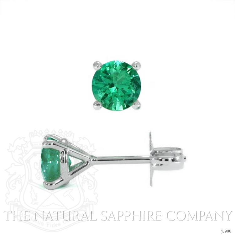 0.75 Ct.Tw. Emerald Studs Earrings, Platinum 950