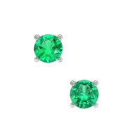 0.56 Ct.Tw. Emerald Studs Earrings, 14K White Gold Video