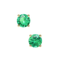 0.79 Ct.Tw. Emerald Studs Earrings, 14K Yellow Gold Video