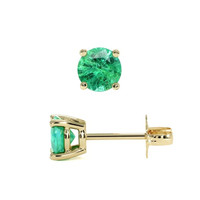 0.79 Ct.Tw. Emerald Studs Earrings, 14K Yellow Gold Image