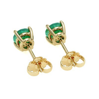 0.79 Ct.Tw. Emerald Studs Earrings, 14K Yellow Gold Image