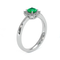 0.30 Ct. Emerald Natural Diamond Pave Ring, 18K White Gold Image