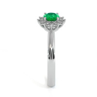 0.30 Ct. Emerald Natural Diamond Pave Ring, 18K White Gold Image