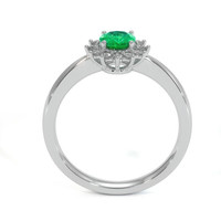 0.30 Ct. Emerald Natural Diamond Pave Ring, 18K White Gold Image