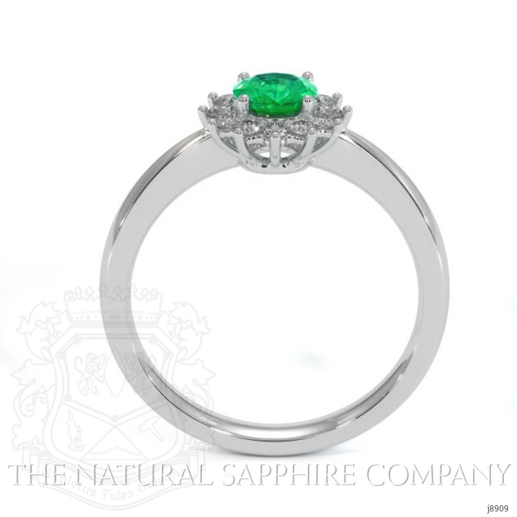 0.30 Ct. Emerald Natural Diamond Pave Ring, 18K White Gold