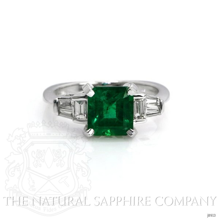 2.04 Ct. Emerald Natural Diamond Ring, 18K White Gold