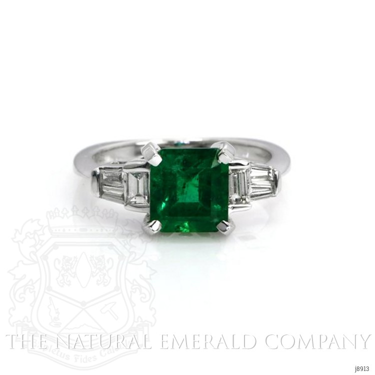 2.04 Ct. Emerald Natural Diamond Ring, 18K White Gold