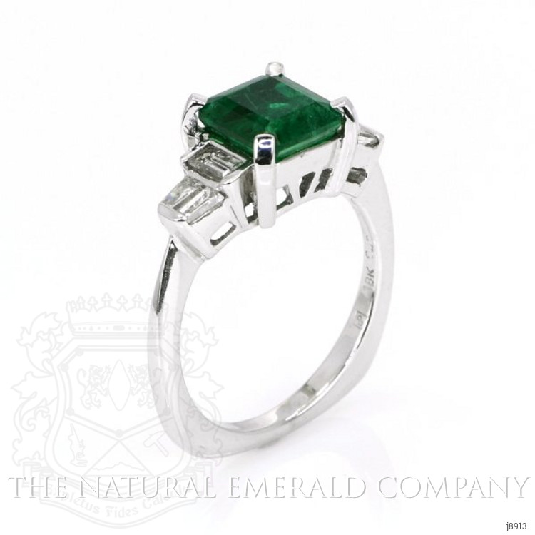 2.04 Ct. Emerald Natural Diamond Ring, 18K White Gold