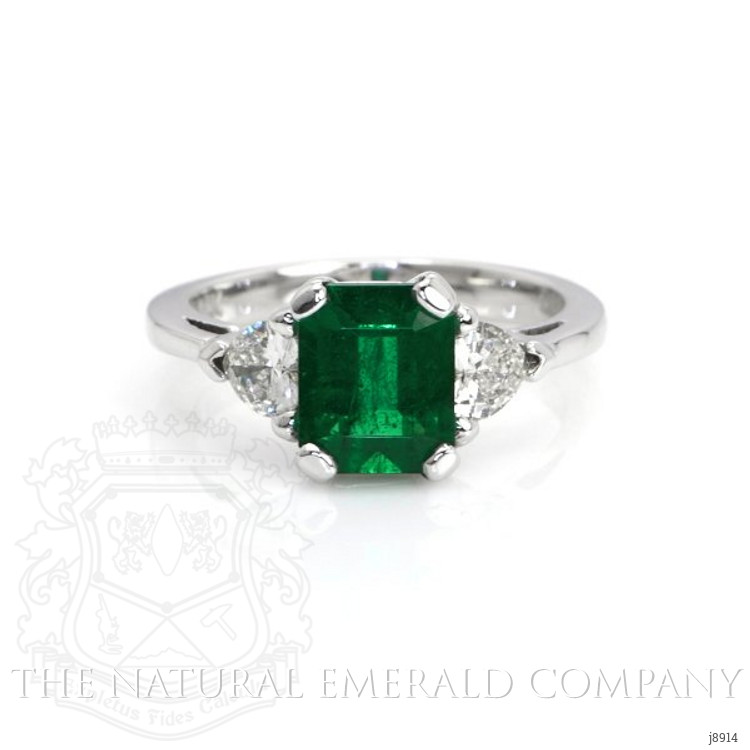 2.24 Ct. Emerald Natural Diamond Ring, 18K White Gold