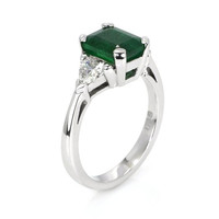 2.24 Ct. Emerald Natural Diamond Ring, 18K White Gold Image