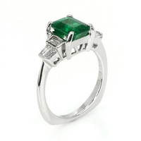 1.85 Ct. Emerald Natural Diamond Ring, 18K White Gold Image