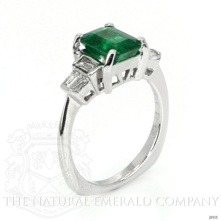 1.85 Ct. Emerald Natural Diamond Ring, 18K White Gold