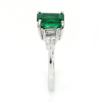 1.85 Ct. Emerald Natural Diamond Ring, 18K White Gold Image