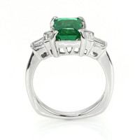 1.85 Ct. Emerald Natural Diamond Ring, 18K White Gold Image