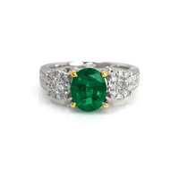 1.85 Ct. Emerald Natural Diamond Ring, 18K White & Yellow Video
