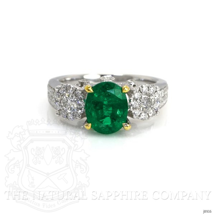 1.85 Ct. Emerald Natural Diamond Ring, 18K White & Yellow