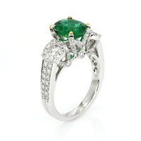 1.85 Ct. Emerald Natural Diamond Ring, 18K White & Yellow Image