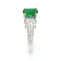 1.85 Ct. Emerald Natural Diamond Ring, 18K White & Yellow Image