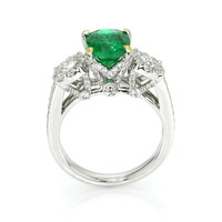 1.85 Ct. Emerald Natural Diamond Ring, 18K White & Yellow Image