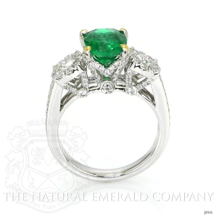 1.85 Ct. Emerald Natural Diamond Ring, 18K White & Yellow