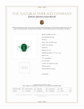 3.75 Ct. Emerald Natural Diamond Three Stone Ring, 18K White Gold Scan Report