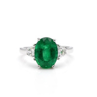 3.75 Ct. Emerald and Diamond Ring, 18K White Gold Video