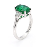 3.75 Ct. Emerald and Diamond Ring, 18K White Gold Image