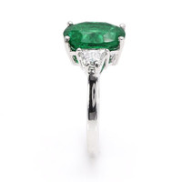 3.75 Ct. Emerald and Diamond Ring, 18K White Gold Image