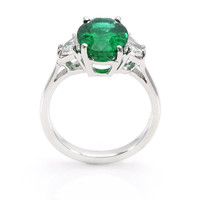 3.75 Ct. Emerald and Diamond Ring, 18K White Gold Image