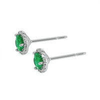 0.40 Ct.Tw. Emerald Natural Diamond Pave Earrings, 18K White Gold Image