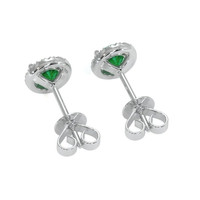 0.40 Ct.Tw. Emerald Natural Diamond Pave Earrings, 18K White Gold Image